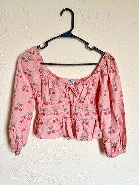 Arizona Jean Cherry Peasant Blouse